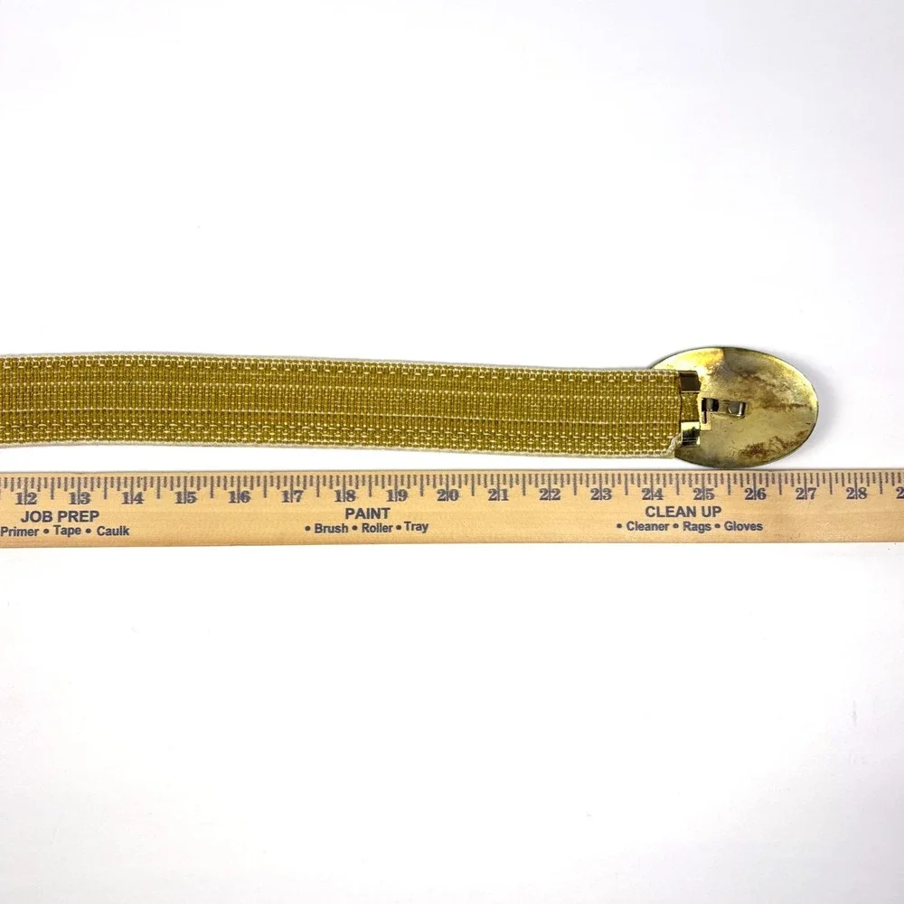 VTG 70s Gold Snake Scale Waist Cincher Floral‎ Buckle Belt Elastic Band Disco